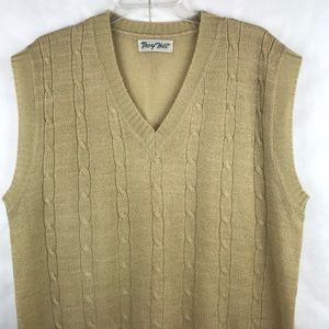 Grampa cable knit v-neck oversized sweater vest XL